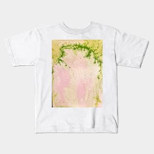 pink, yellow, green, white acrylic pour. Kids T-Shirt